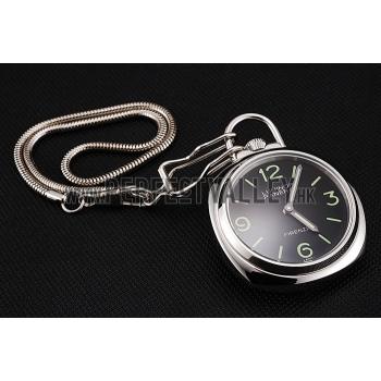 Cheap Swiss Panerai Luminor Pocket Watch Black Dial Stainless Steel Case And Chain 1453743