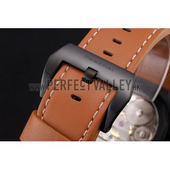 Panerai Luminor Ion Plated Stainless Steel Bezel Orange Leather Bracelet  622309