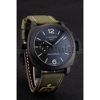 Panerai Luminor 1950 3-Days GMT Black Case Black Dial Green Bracelet 1454015 Replica