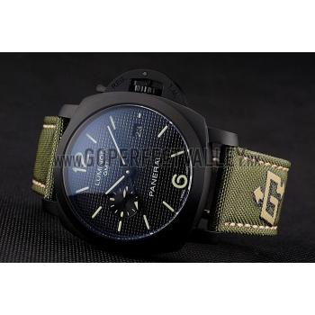 Panerai Luminor 1950 3-Days GMT Black Case Black Dial Green Bracelet 1454015 Replica