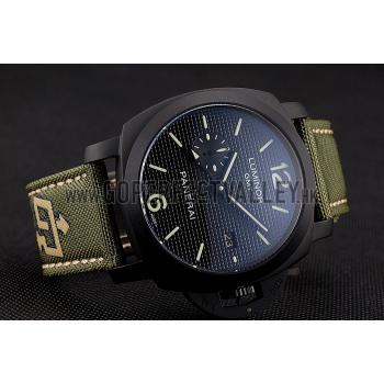 Panerai Luminor 1950 3-Days GMT Black Case Black Dial Green Bracelet 1454015 Replica