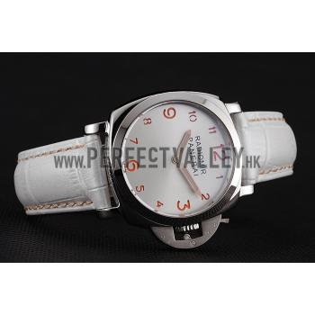 Panerai Radiomir White Dial Stainless Steel Case White Leather Strap 1453805 Replica