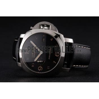 Swiss Panerai Luminor Marina 1950 3 Days Brown Dial Stainless Steel Case Black Leather Strap