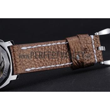 Panerai Luminor Marina Stainless Steel Bezel Brown Leather Bracelet  622314