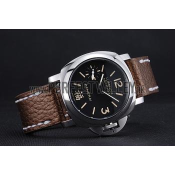 Panerai Luminor Marina Stainless Steel Bezel Brown Leather Bracelet  622314