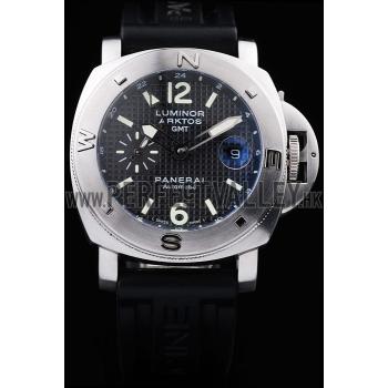 Panerai Luminor Brushed Stainless Steel Case Black Dial Black Rubber Strap 98163