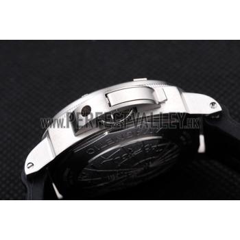 Panerai Luminor Brushed Stainless Steel Case Black Dial Black Rubber Strap 98163