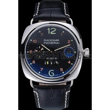 Panerai Radiomir Stainless Steel Bezel Black Leather Bracelet  622325