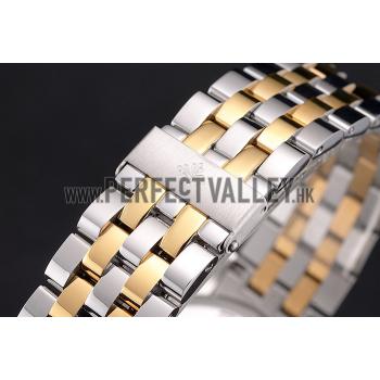 Swiss Patek Philippe Calatrava Openworked Stainless Steel Case Gold Bezel Two Tone Bracelet