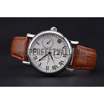 Replica Patek Philippe Geneve Complications White Dial Stainless Steel Brown Leather Band  622142