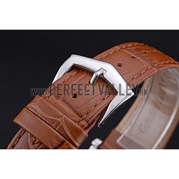 Replica Patek Philippe Geneve Complications White Dial Stainless Steel Brown Leather Band  622142