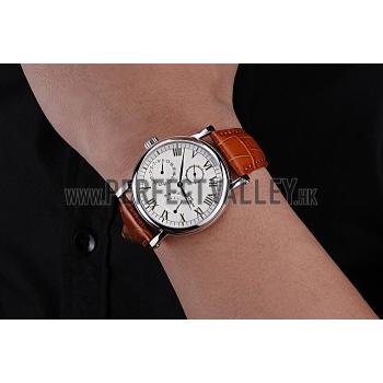 Replica Patek Philippe Geneve Complications White Dial Stainless Steel Brown Leather Band  622142