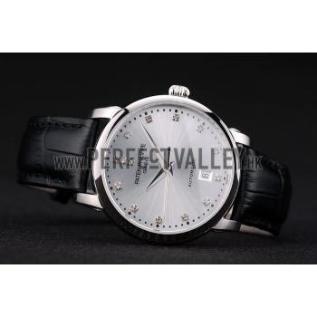 Patek Philippe Swiss Calatrava Polished Bezel Grey Dial Black Leather Strap 7659 Replica