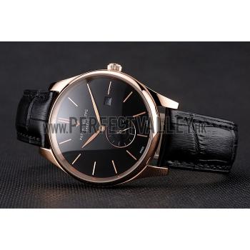 Patek Philippe Calatrava Date Black Dial Rose Gold Case Black Leather Strap