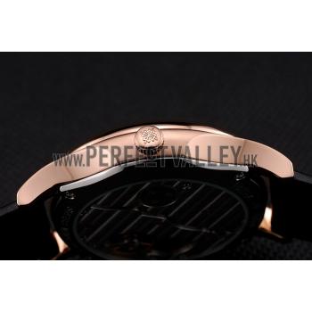 Patek Philippe Calatrava Date Black Dial Rose Gold Case Black Leather Strap