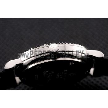 Patek Philippe Calatrava Black Dial Double Ribbed Bezel Stainless Steel Case Black Leather Strap