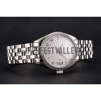 Swiss Patek Philippe Calatrava White Dial Diamond Bezel Stainless Steel Case And Bracelet