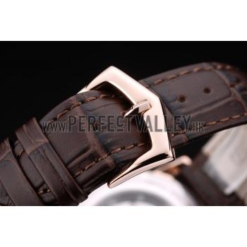 Patek Philippe Swiss Calatrava Ribbed Bezel White Dial Brown Leather Strap 7647