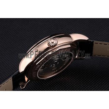 Patek Philippe Geneve Grand Complications Black Dial Tourbillon Rose Gold Bezel Black Band  622157