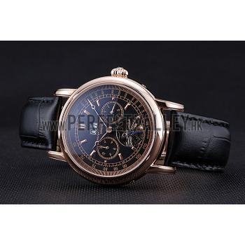 Patek Philippe Geneve Grand Complications Black Dial Tourbillon Rose Gold Bezel Black Band  622157