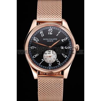 Cheap Patek Philippe Calatrava Small Seconds Black Dial Rose Gold Case And Bracelet