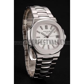 Swiss Patek Philippe Nautilus White Dial Stainless Steel Bracelet 1453946