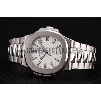 Swiss Patek Philippe Nautilus White Dial Stainless Steel Bracelet 1453946