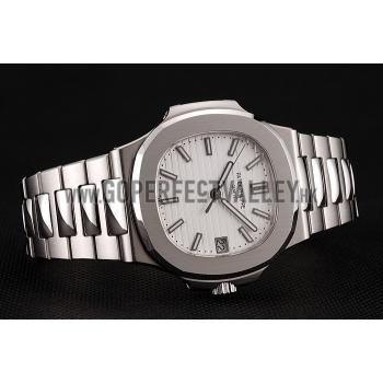 Swiss Patek Philippe Nautilus White Dial Stainless Steel Bracelet 1453946