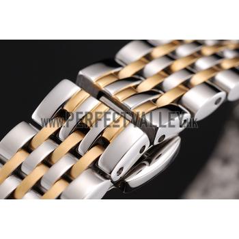 Replica Patek Philippe Calatrava Ladies White Dial Yellow Gold Case Two Tone Bracelet 1453828