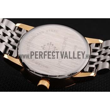 Replica Patek Philippe Calatrava Ladies White Dial Yellow Gold Case Two Tone Bracelet 1453828