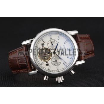 Patek Philippe Grand Complications Stainless Steel Case White Dial Brown Leather Bracelet 622260