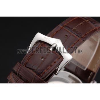 Patek Philippe Grand Complications Stainless Steel Case White Dial Brown Leather Bracelet 622260