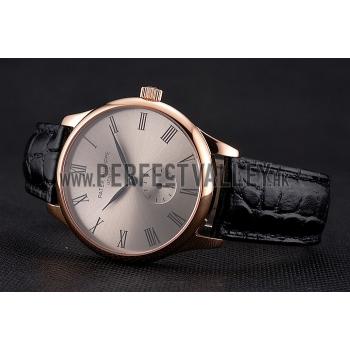 Patek Philippe Calatrava Gray Dial Rose Gold Case Black Leather Strap