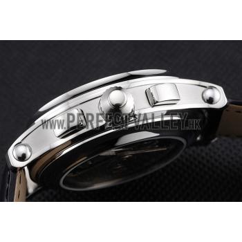 Replica Swiss Patek Philippe 5170J Chronograph White Dial Stainless Steel Case Black Leather Strap