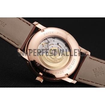 Cheap Swiss Patek Philippe Multi-Scale Chronograph Black Dial Rose Gold Case Brown Leather Strap