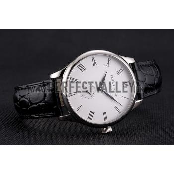 Cheap Patek Philippe Calatrava White Dial Stainless Steel Case Black Leather Strap