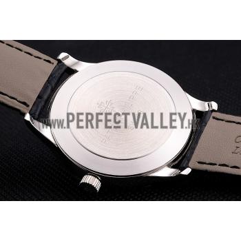 Cheap Patek Philippe Calatrava White Dial Stainless Steel Case Black Leather Strap