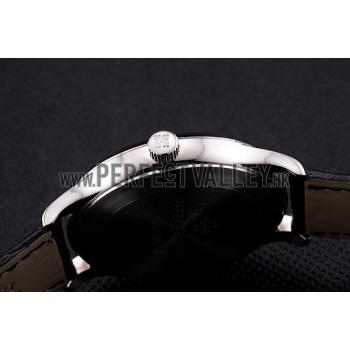 Cheap Patek Philippe Calatrava White Dial Stainless Steel Case Black Leather Strap