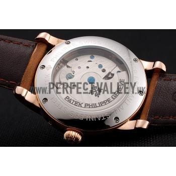 Patek Philippe Grand Complications GMT Moonphase Tourbillon Black Dial Rose Gold Case Brown Suede Leather Strap 1453821