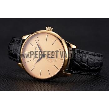 Patek Philippe Calatrava Gold Dial Gold Case Black Leather Strap