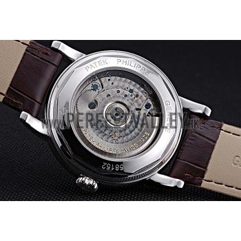 Patek Philippe Geneve Grand Complications White Dial Tourbillon Stainless Steel Bezel Brown Band  622154