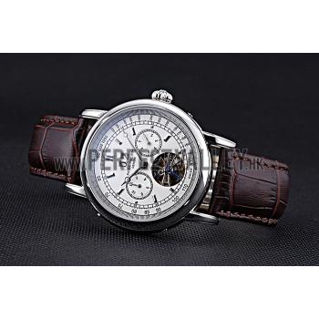 Patek Philippe Geneve Grand Complications White Dial Tourbillon Stainless Steel Bezel Brown Band  622154