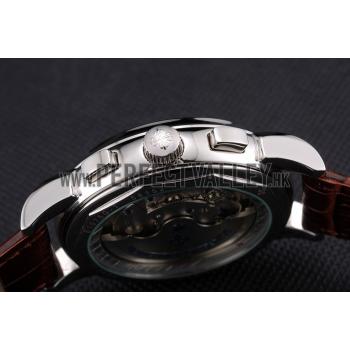 Patek Philippe Perpetual Calendar Tourbillon White Dial Stainless Steel Case Brown Leather Strap