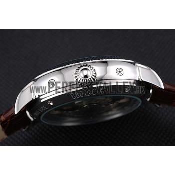 Replica Patek Philippe Day Date Tourbillon White Dial Stainless Steel Case Embossed Bezel Brown Leather Strap  622837