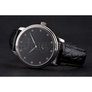 Patek Philippe Calatrava Black Dial Stainless Steel Case Black Leather Strap Replica