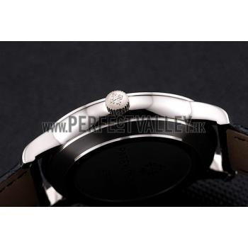 Patek Philippe Calatrava Black Dial Stainless Steel Case Black Leather Strap Replica