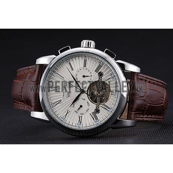 Patek Philippe Grand Complications Stainless Steel Case White Dial Roman Numerals Brown Leather Strap 622254