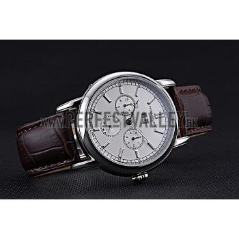 Patek Philippe Geneve Grand Complications White Dial Stainless Steel Bezel Brown Leather Band  622151 Replica