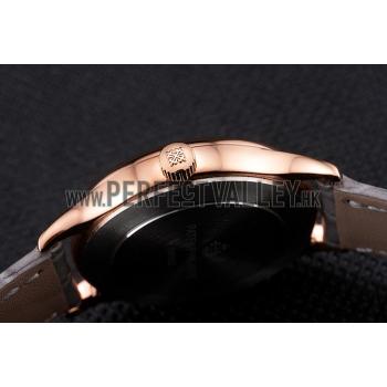 Replica Patek Philippe Calatrava Gray Dial Diamond Markings Rose Gold Case Gray Leather Strap