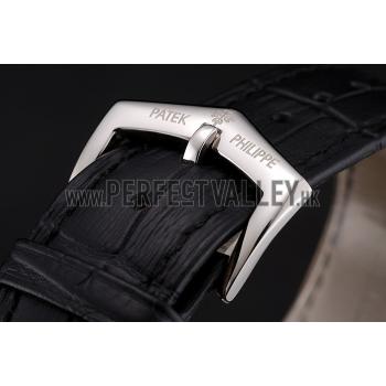 Patek Philippe Grand Complications Black Skeleton Dial Stainless Steel Case Black Leather Strap 1453812